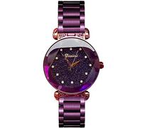 rorios Mode Damen Analog Quarzuhr Armbanduhren Edelstahlband Sternenklarer Himmel Simulierter Diamant Dial wasserdichte Armbanduhr