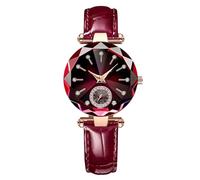 RORIOS Mode Damenuhr Analog Quarz Uhr mit Lederband Wasserdicht Frauen Uhren Diamant Armbanduhren für Frauen Mädchen