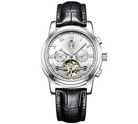 RORIOS Mode Herren Automatik Mechanisch Armbanduhr Lederband Tourbillon Kalender Leuchtend Zeiger Multifunktionen Armbanduhr Wasserdicht Uhr