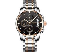 rorios Mode Herren Uhren Analog Quarz Armbanduhren Chronograph Uhr und Edelstahlband Zifferblatt Leuchtend Geschäft Uhren mit Kalender Multifunction Männer Armbanduhr