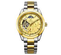 rorios Mode Herren Uhren Automatisch Mechanisch Uhren mit Edelstahl-Armband Leuchtende Skelett Armbanduhr