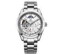 rorios Mode Herren Uhren Automatisch Mechanisch Uhren mit Edelstahl-Armband Leuchtende Skelett Armbanduhr