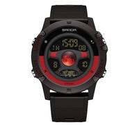 rorios Multifunktional Elektronische Armbanduhr Kreative Herrenuhren Mode Digital Uhr Herren wasserdichte Sport Uhr mit Gummi Armband Schwarz Rot