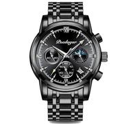 rorios Multifunktional Herrenuhren Vintage Analoge Quarz Uhren Chronograph Mondphasen Uhr Freizeit Edelstahl Armbanduhren für Herren Männer