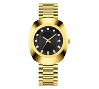 RORIOS Paar Edelstahl Gold Uhr Quarz Damenuhren Herrenuhren Schlichte Diamant Armbanduhr Uhren Leuchtend Analoge Uhr für Damen Herren Schwarz A