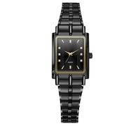 RORIOS Paar Edelstahl Uhr Damen Herren Armbanduhr Analoge Quarz Uhren Schlichte Business Uhr Elegante Rechteckig Uhr Damenuhren Herrenuhren Schwarz B