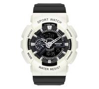 rorios Paar Elektronische Uhren Multifunktional Militär Armbanduhr Herren Damen Uhr Digital Analog Quarz Uhr Dual Display Harz Armband für Mädchen Jungen Weiß Schwarz A