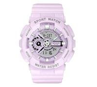 rorios Paar Elektronische Uhren Multifunktional Militär Armbanduhr Herren Damen Uhr Digital Analog Quarz Uhr Dual Display Harz Armband für Mädchen Jungen Lila A