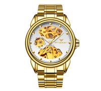 rorios Paar Mechanische Armbanduhr Damen Herren Uhren Automatik Edelstahl Uhr Minimalistisch Business Uhr Mode Skelett Uhr Weißgold B