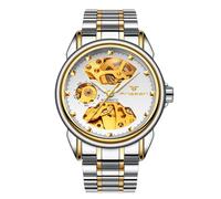 rorios Paar Mechanische Armbanduhr Damen Herren Uhren Automatik Edelstahl Uhr Minimalistisch Business Uhr Mode Skelett Uhr Weißgold A