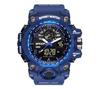 rorios Paar Sport Armbanduhr Dual Display Elektronische Uhr Digital Analog Quarz Uhren Multifunktional Militär Uhren für Herren 50M wasserdichte Blau