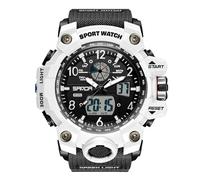 rorios Paar Sport Armbanduhr Dual Display Elektronische Uhr Digital Analog Quarz Uhren Multifunktional Militär Uhren für Damen 50M wasserdichte Weiß Schwarz A