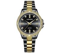 rorios Paar Uhren Männer Frauen Edelstahl Uhr Herren Business Analoge Quarz Armbanduhr Elegante wasserdichte Uhr Diamant Leuchtend Uhr Schwarzes Gold A