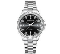 rorios Paar Uhren Männer Frauen Edelstahl Uhr Herren Business Analoge Quarz Armbanduhr Elegante wasserdichte Uhr Diamant Leuchtend Uhr Schwarz Weiß A