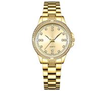 RORIOS Paar Uhren Männer Frauen Edelstahl Uhr Herren Business Analoge Quarz Armbanduhr Elegante wasserdichte Uhr Diamant Leuchtend Uhr Gold B