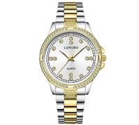 rorios Paar Uhren Männer Frauen Edelstahl Uhr Herren Business Analoge Quarz Armbanduhr Elegante wasserdichte Uhr Diamant Leuchtend Uhr Weißgold D