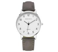 rorios Paarmodel Minimalistisches Quarzuhren Analog Armbanduhr mit Lederband für Herren und Damen Klassische Uhren Grauer Mann