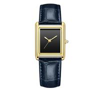rorios Paaruhren Leder Armbanduhr Vintage Uhr Partner Freundschafts Geschenk für Männer Frauen Analoge Quarzarmbanduhr Klassische Gold-Blauer Rüde