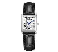 rorios Paaruhren Leder Armbanduhr Vintage Uhr Partner Freundschafts Geschenk für Männer Frauen Analoge Quarzarmbanduhr Klassische Silber-Schwarze Hündin