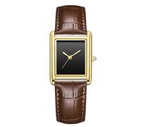 rorios Paaruhren Leder Armbanduhr Vintage Uhr Partner Freundschafts Geschenk für Männer Frauen Analoge Quarzarmbanduhr Klassische Gold-brauner Rüde