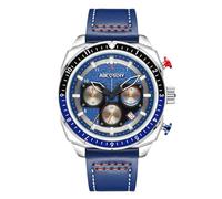 rorios Quarz Herren Uhr Analog Quarz Chronograph KlassikerBusiness/Freizeit Watch Datumsanzeige Wasserdicht Watches Großem Zifferblatt & Leder Armband Blau