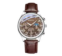 rorios Quarz Herren Uhr Analog Quarz Chronograph Leder Armband Klassiker Business/Freizeit Watch Datumsanzeige Wasserdicht Watches Großem Zifferblatt & Römische Ziffern Braun
