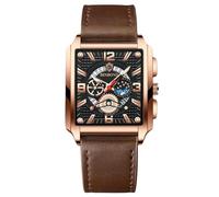 rorios Rechteckige Herrenuhren Mode Analog Quarz Armbanduhr Herren Business wasserdichte Uhren Leuchtend Leder Armband für Männer schwarz braun