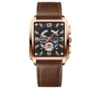 rorios Rechteckige Herrenuhren Mode Analog Quarz Armbanduhr Herren Business wasserdichte Uhren Leuchtend Leder Armband für Männer schwarz braun