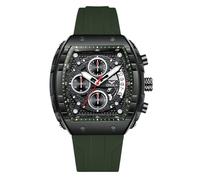rorios Tonneau Armbanduhren für Herren Stilvolle Casual Uhren Sport Silikonarmband Herrenuhren Analoge Quarz Uhr Multifunktionale Chronograph Uhr Grün