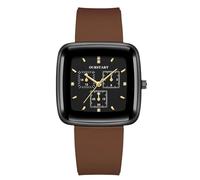 RORIOS Unisex Analoger Quarz-Chronograph Uhr Modische Sport Watches Quadratische Uhren mit Silikonarmband Mode Wasserfeste Wristwatches Für Damen und Herren Braun