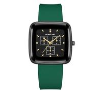 rorios Unisex Analoger Quarz-Chronograph Uhr Modische Sport Watches Quadratische Uhren mit Silikonarmband Mode Wasserfeste Wristwatches Für Damen und Herren Grün