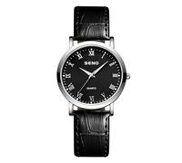 rorios Vintage Paar Uhren Analoge Quarz Armbanduhr Damen Herren Uhr Einfache Schwarze Uhr Freizeit Leder Armband Armbanduhren für Damen