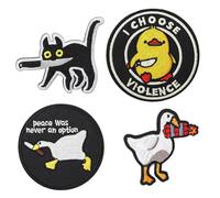 ROROJOYMA 4 Stück Lustiger Süßer Entenbissmesser-Aufnäher Patches Klett Klett MilitäR GäNse Enten Lustiger Süßer für Rucksäcke Hüte Jacken Jeans DIY (5 X 5 CM)