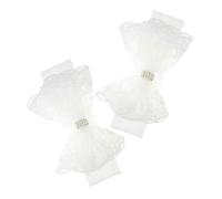 RORPOIR 2 Stück-pack Spitzen Schleifen Stirnbänder Weiß Für Neugeborene Mädchen Weiches Druckfreies Haarband Mit Breitem Bequemem Band Für Empfindliche Kopfhaut