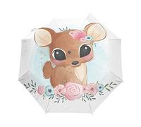 Rosa Blume Hase Maus Regenschirm Automatik Auf-Zu Taschenschirm Umbrella Kompakt Schirme für Jungen Mädchen Strand Frauen
