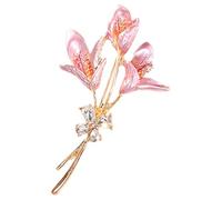 Rosa Blumen Anstecknadel mit Strass, Legierung für Damen Kleidung | Elegante Blütenform, Feste Befestigung, für Kleider und Jubiläum, 1 Stück