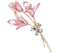 Rosa Blumenbrosche mit Strass, Goldene Lilienform, 1 Stück | Schal und Kleidung, Damen Accessoire, Elegant und Modisch, Geeignet für Geburtstag und Weihnachten