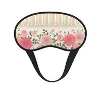 Rosa Blumenmuster mit Polka Dots, neutralen Streifen und Vintage-Shabby-Chic-Blumenspitzenmuster,Vollständige Augenabdeckungen, lichtundurchlässige Schlafmasken, Verdunkelungs-Augenschützer