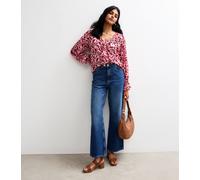 Rosa Chiffon-Bluse mit Tiermuster und Rüschen EU 36 / UK 8