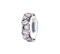 Rosa Cubic Zirkonia Beaded Stopper Charm, Charme für Armband, Kompatibel mit Pandora Armband Halskette