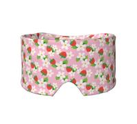 Rosa Erdbeere mit grünen Blättern Blume, Vollständige Augenabdeckungen, lichtblockierende Augenmaske, Schlafaugen- und Ohrenschützer