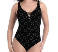 Rosa Faia Badeanzug Silver Pearls - Moderner Damen Badeanzug mit verstellbaren Trägern, funktionaler Fütterung im Cupbereich, dekorativer Zierschnürung & tiefem Rundrücken