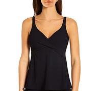 Bügel-Tankini-Top ROSA FAIA "Maily", Damen, Gr. 42, Cup E, schwarz, Microfaser, Polyamid, clean, matt, unifarben, Bikini-Oberteile, integrierte Bügel, verstellbare Träger, Wickellook, V-Ausschnitt (73