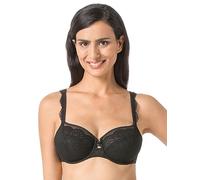 Rosa Faia - Selma BH Damen mit Bügel, gestaffelten Trägern & Zierstein - Eleganter Bügel-BH mit dreigeteilten Cups, Spitze & Powertüll Verstärkung - Spitzen BH Körbchengröße B-E 70-105 - Schwarz
