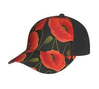 Rosa Flamingo Muster Druck Mode Baseball Cap Verstellbare Sportmodelle Klassische Freizeitmodelle, Mohnblumen, One size