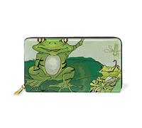 Rosa Lotus Grün Frosch Reißverschluss Brieftasche Echtes Leder Geldbörse Kreditkarteninhaber für Frauen Telefon Mädchen Männer
