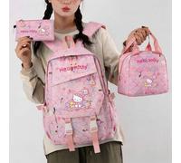 Rosa Meerjungfrauenschuppen Sofa Hello Kitty 3-teiliges Rucksackset für Campus, Kurzreise, Outdoor-Spaziergang, Urlaub, Shopping, tägliche Schulnutzun