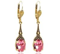 Rosa Ohrringe Gold platiniert mit Markenkristallen goldene Ohrhänger NOBEL SCHMUCK