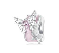 Rosa Schmetterling Silikon Stopper Perlen Charm 925 Sterling Silber Charm passend für Pandora Armband Halskette,BSC991
