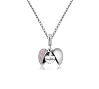 (Rosa) Schmuck Tochter Halskette von Mama und Papa Kleiner Mini Love Offenes Herz Anhänger Charm 18 Zoll Halsketten für Frauen Mädchen
